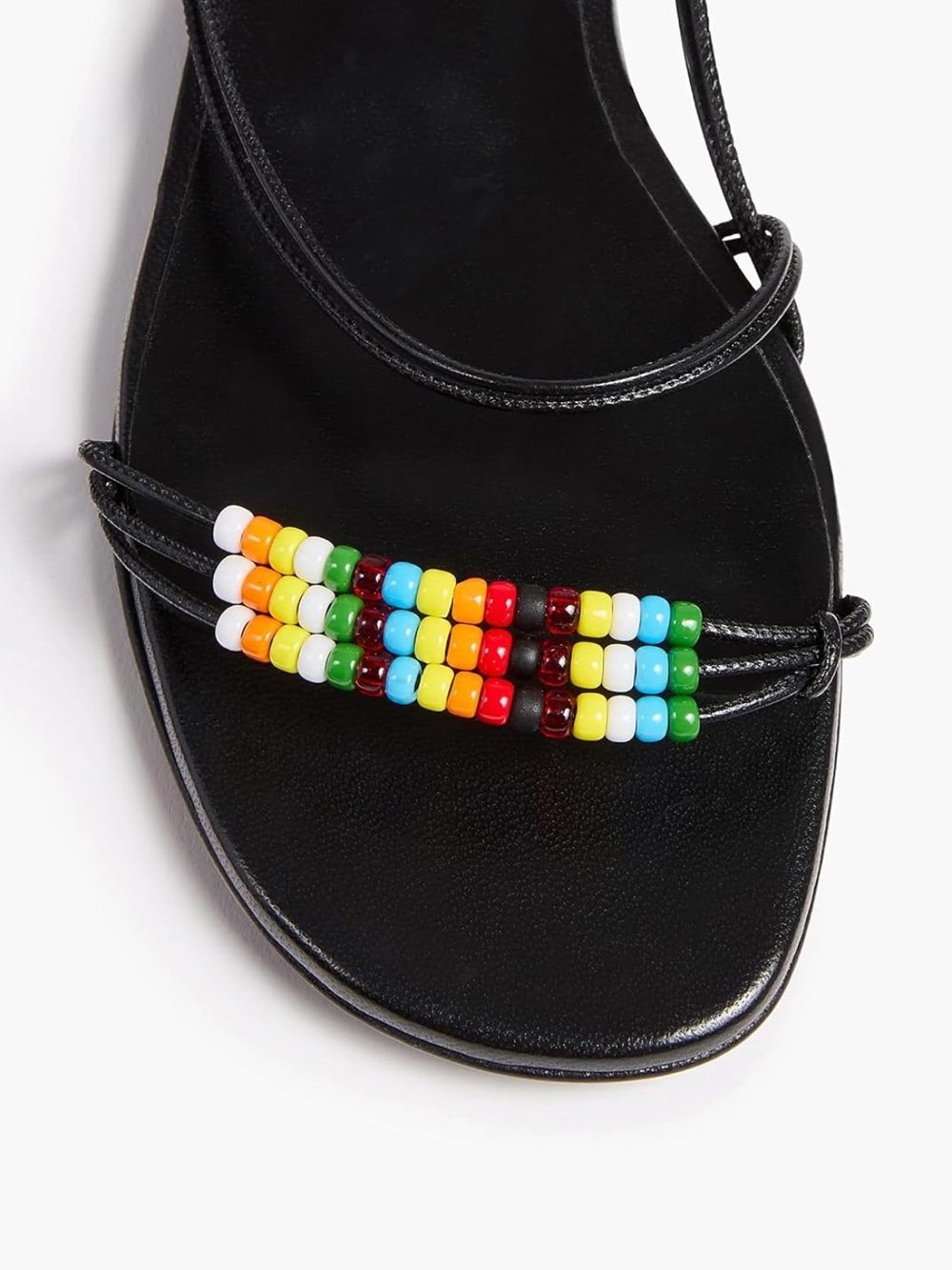 Amazon Black Strappy Kitten Heel Sandal with Rainbow Bead Accent